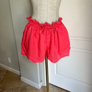 By Anthropologie Linen Double Waistband Shorts Sz M